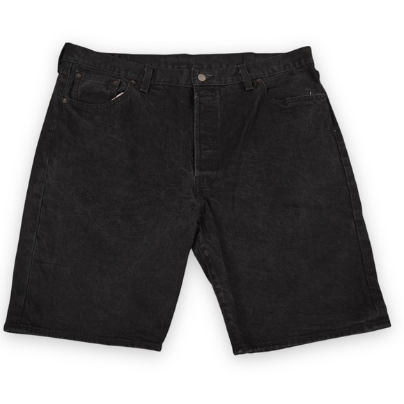 Levis 501 Jean Shorts Men 42x10 Black Dark Wash Denim Cotton Button Fly Skater - Picture 2 of 9